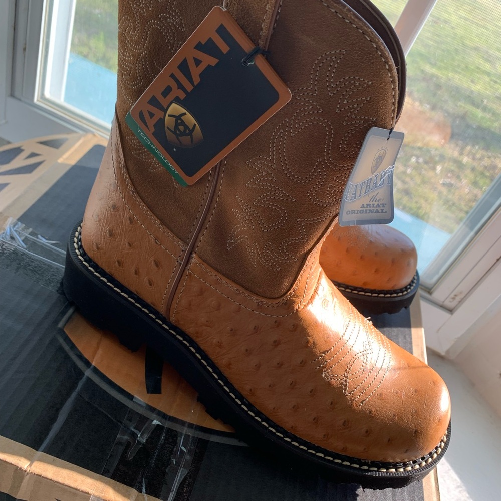 Ariat Cognac Ostrich Print Boots